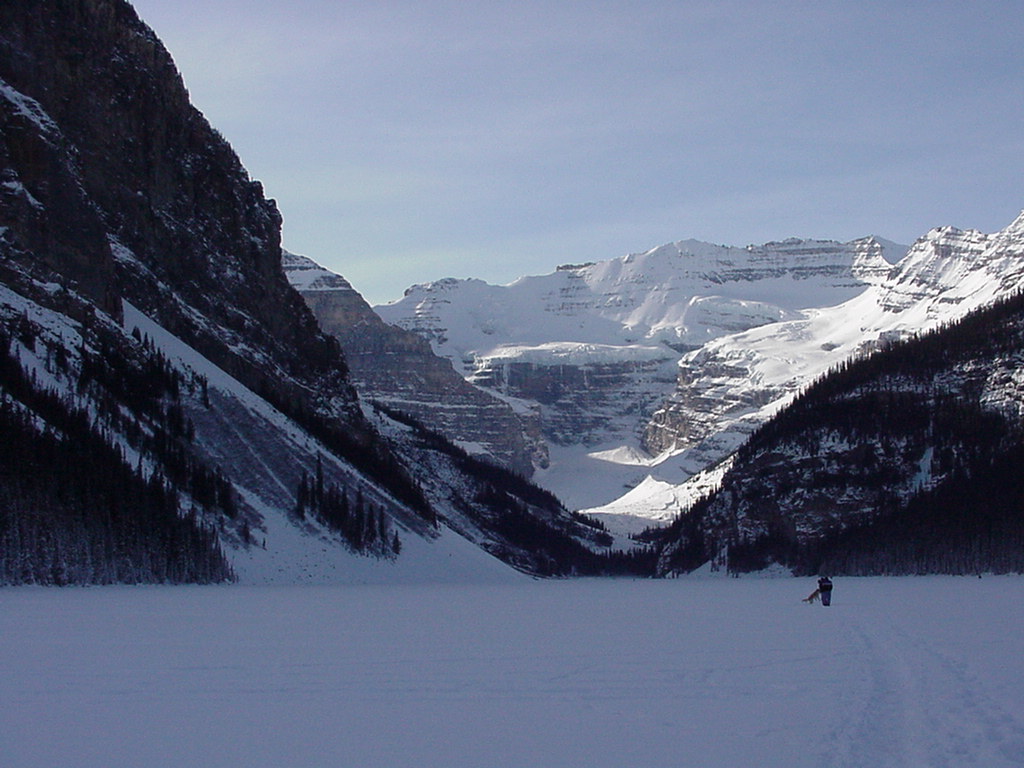 Alberta mountain lake with layered peaks